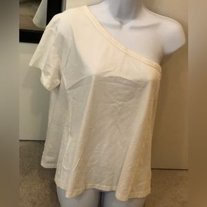 Off-white, one shoulder T-shirt